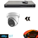 Hikvision Hikvision Set 4x Turret 4MP + Rekorder & Verkabelung