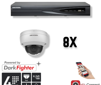 Hikvision Hikvision Set 8x Dome 4MP + Rekorder & Verkabelung