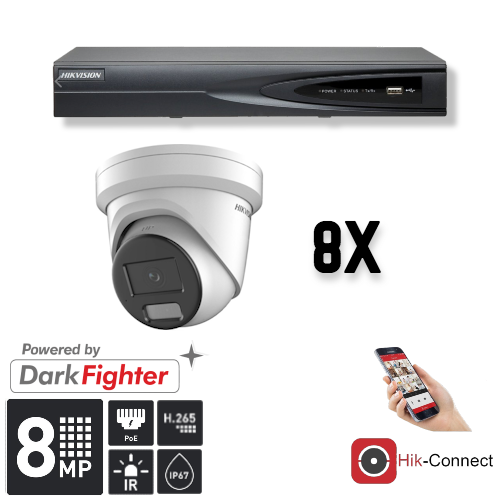 Hikvision Hikvision Set 8x Turret 8MP + Rekorder & Verkabelung