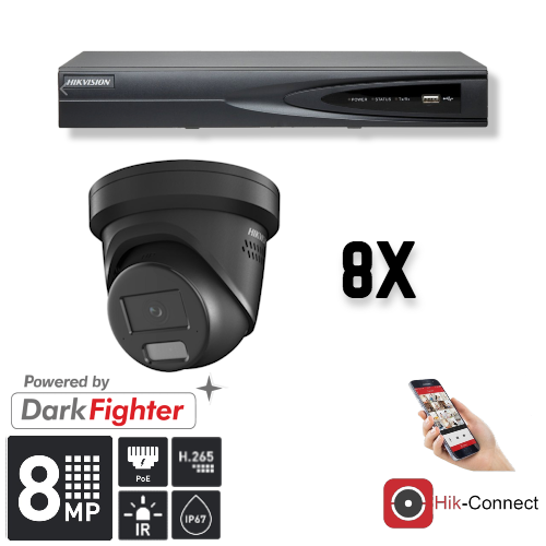 Hikvision Hikvision Set 8x Turret 8MP + Rekorder & Verkabelung