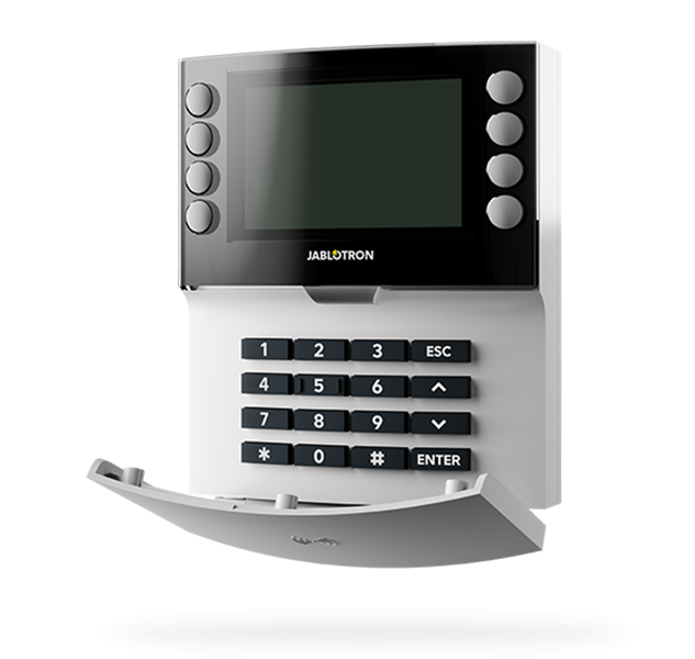 Jablotron Jablotron JA-115E-WH, kabelgebundenes Bedienfeld mit Tastatur, LCD und RFID-Leser