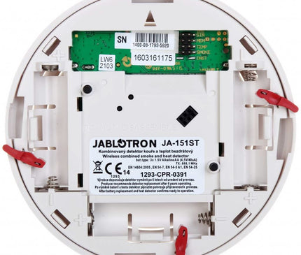 Jablotron Jablotron JA-151ST-A Détecteur de fumée et de chaleur sans fil avec double fonction de sirène (alarme antivol et incendie)
