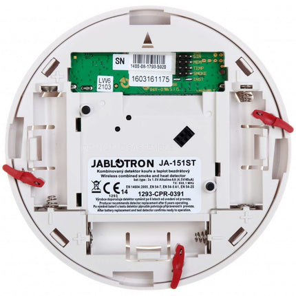 Jablotron Jablotron JA-151ST-A Détecteur de fumée et de chaleur sans fil avec double fonction de sirène (alarme antivol et incendie)