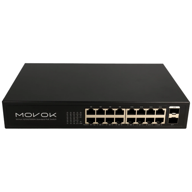 Movok Movok 18-Port PoE Gigabit Switch, 16x PoE, 2x Uplink