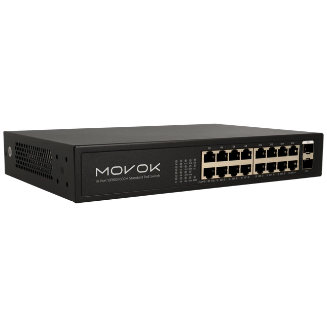 Movok Movok 18 Poorts PoE Switch, 16x PoE, 2x Uplink