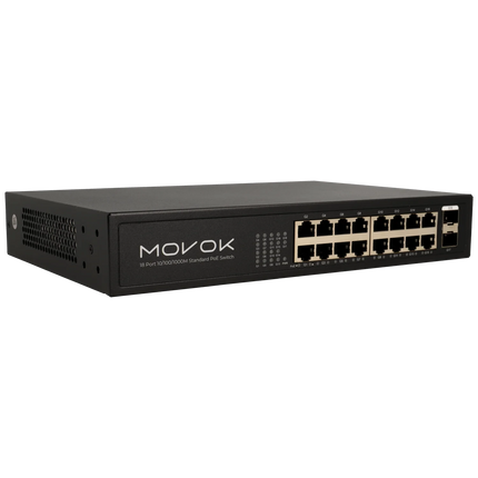 Movok Movok 18 Poorts PoE Switch, 16x PoE, 2x Uplink