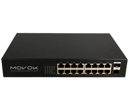 Movok Movok 18-Port PoE Gigabit Switch, 16x PoE, 2x Uplink