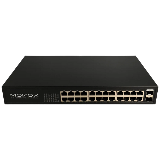Movok Movok 26 Poorts PoE Gigabit Switch, 24x PoE, 2x Uplink