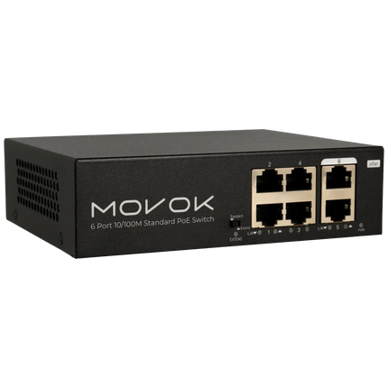 Movok Movok 6-Port PoE Switch, 100Mb, 250m PoE