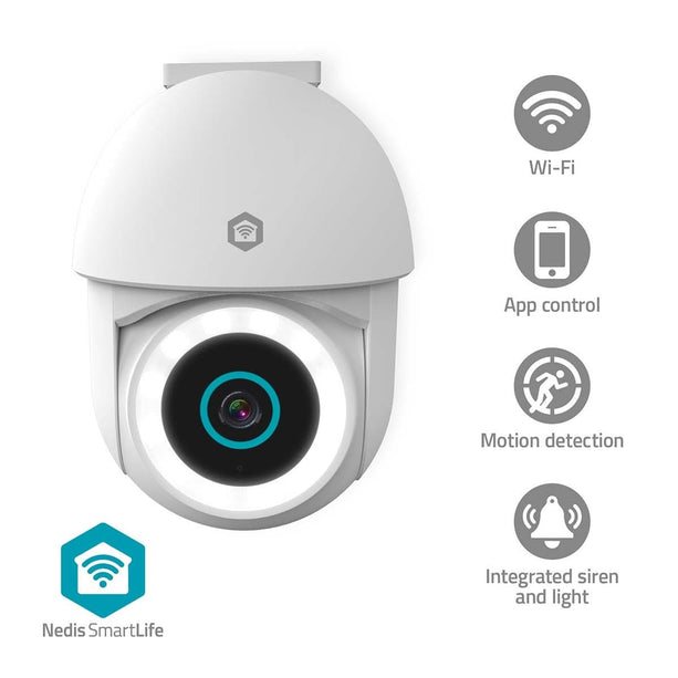 Nedis Nedis SmartLife PT caméra extérieure contrôlable avec WiFi et spot (Full Colour), alimentation fixe