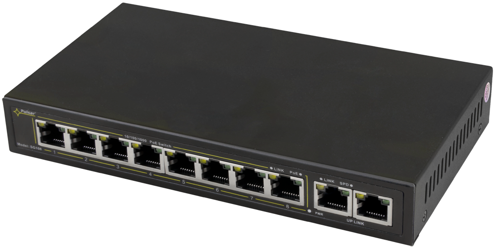 Pulsar Pulsar SG108WP 8xPoE+ 2x uplink Gigabit switch 120W serving Pulsar cabinet