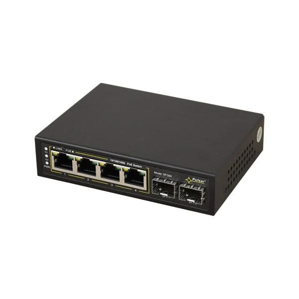 Pulsar Pulsar SPG64WP 4xPoE+ 2x SFP Gigabit uplink switch 60W t.b.v. Pulsar cabinet