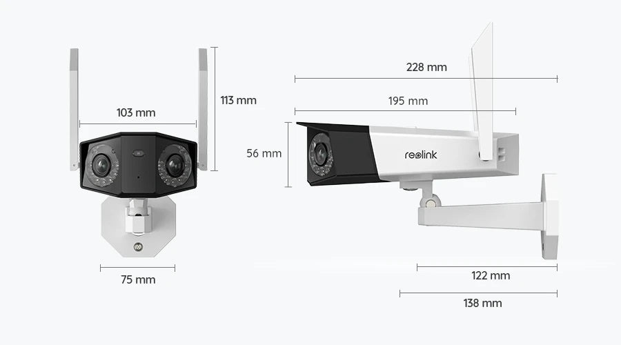 Reolink B750-W 4K/8Mp draadloze Dual-lens batterijcamera 180gr kijkhoek, slimme detectie