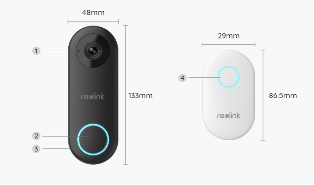 Reolink D340P Smart 2K+ PoE Video deurbel met losse bel