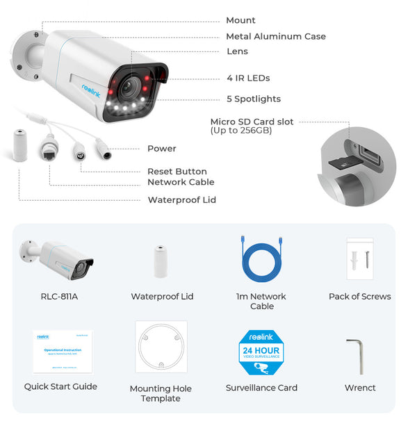 Reolink P430, 8Mp/4K slimme detectie Spotlight 5x Zoom PoE 2 weg audio