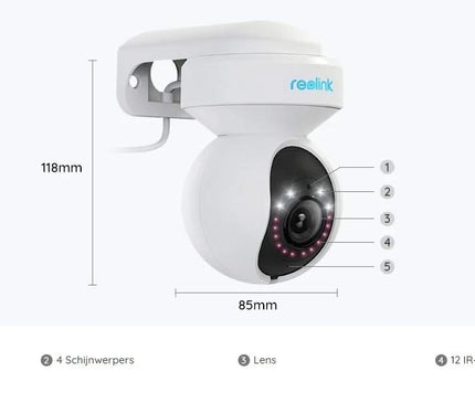 Reolink Reolink E540, 5MP PTZ Dual-Band WiFi camera met schrikverlichting