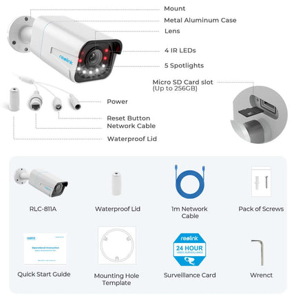 Reolink Reolink P430 Zwart, 8Mp/4K slimme detectie Spotlight 5x Zoom PoE 2 weg audio
