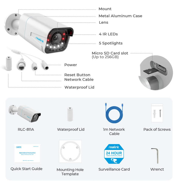 Reolink Reolink P430 Schwarz, 8Mp/4K smart Erkennung Spotlight 5x Zoom PoE 2 Weg Audio