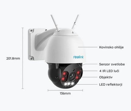 Reolink Reolink RLC-523WA Smart 5MP PTZ WiFi Kamera Spotlight