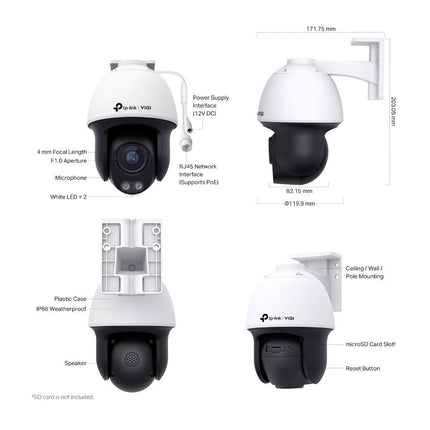 TP-Link VIGI C540S - 4MP Outdoor ColorPro Schwenk-Neige-Kamera