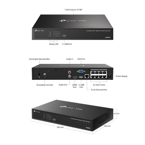 TP-Link VIGI NVR1008H-8MP - NVR PoE+ à 8 canaux