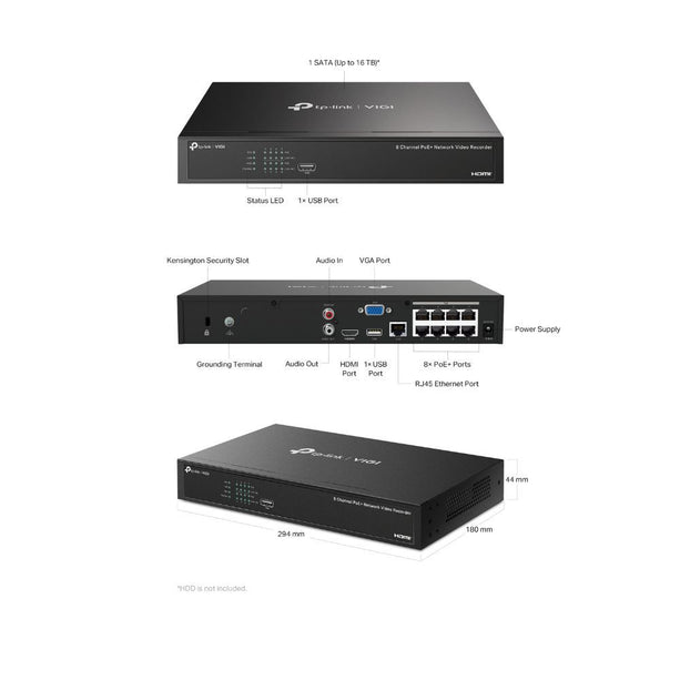 TP-Link VIGI NVR1008H-8P - NVR PoE à 8 canaux