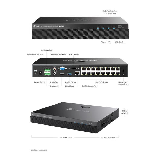 TP-Link VIGI NVR2016H-16P - NVR PoE+ à 16 canaux
